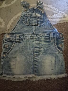 True Religion Light Blue Washed Denim Overall Dress for Girls